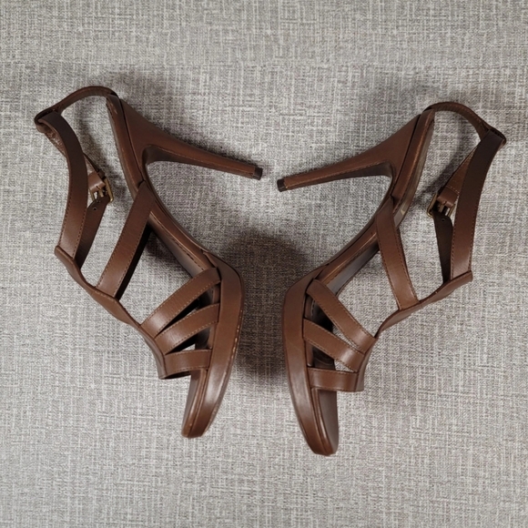 Yves Saint Laurent Tribute Brown Stiletto Strappy Sandals Size 39.5 US 9.5 - Picture 2 of 10